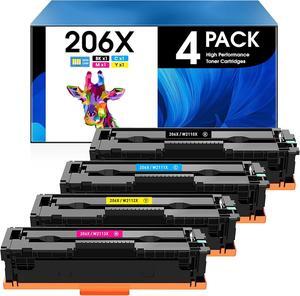 MasaiMara 206X 206A Toner Cartridges 4-Pack High-Yield (with Chip) Compatible  W2110X W2110A Color Laserjet Pro MFP M255dw M283fdw M255nw M282nw M283cdw M283fdn M283 Printer