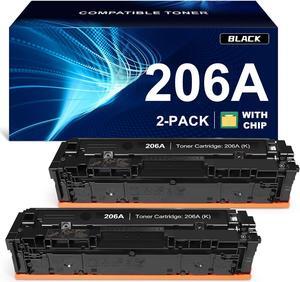206A W2110A Toner Cartridge Black (with chip) Compatible Replacement  206A W2110A 206X Laserjet Pro M255dw M255nw MFP M283fdw M283fdn M283cdw M282nw M255 M283 M282 Printer Toner (Black 2-Pack)