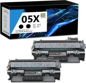 Ennovor 05X Toner Cartridge Black 2-Pack Replacement for HP Laser 05X CE505X Use with Laser P2055 P2055d P2055dn P2055x Printer, Black