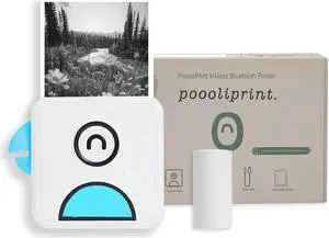 Poooliprint L2 Inkless Pocket Printer - Mini Phone Bluetooth Portable Poooli Thermal Printer for iOS + Android Print Sticky Photos, Labels, Notes, Lists for Journal (Blue)
