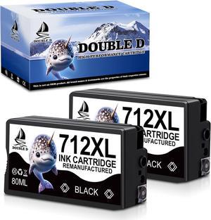 DOUBLE D 712XL Black Ink Cartridges Replacement  712 712XL BK for DesignJet T650 T630 T230 T210 Studio Plotter Printer 3ED71A (2BK-80ML, 2 Pack)