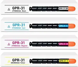 Ennovor Compatible GPR-31 Toner Cartridge Replacement for Canon GPR-31 GPR31 for ImageRUNNER Advance C5030 C5030i C5035 C5035i C5235 C5235i C5235A C5240 C5240i C5240A C5255 Printer (B/C/M/Y, 4-Pack)