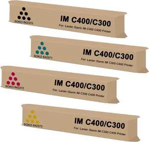 SOKO IM C400 /C300 High Yield Toner Cartridge Replacement for Ricoh IM C300 C400 842370 842371 842372 842373 for IM C400 Lanier IM C400 Savin IM C400 Printer (Black Cyan Magenta Yellow, 4-Pack)