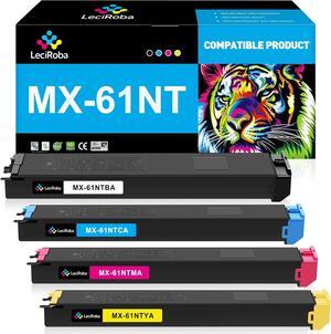 LeciRoba MX-61NT Compatible Toner Cartridges for Sharp MX61NT MX-61NTBA MX-61NTCA MX-61NTMA MX-61NTYA for Sharp MX-2651 MX-3050V MX-3070N MX-3071 MX-3570V MX-5070V Printer (B/C/Y/M, 4-Pack)
