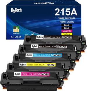 215A Toner Cartridge,5 Pack Replacement  215 A W2310A W2311A W2312A W2313A  Color Laserjet Pro MFP M182nw M183fw M155 M182 M183 Series Printer,No Fading,No StreakBlack Cyan Yellow Magenta
