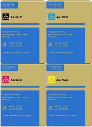 Ennovor TNP79 Toner Cartridge Replacement for Konica Minolta Bizhub C3350i C4050i Toner for TNP79 TNP79K TNP79C TNP79M TNP79Y AAJW430 AAJW330 AAJW230 AAJW130 Ink (4-Pack)