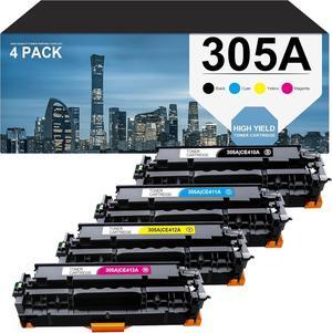 305A Toner Cartridges 4 Pack Remanufactured Replacement  305A 305X CE410A CE410X CE411A CE412A CE413A Works with Pro 300 M351, Pro 300 MFP M375, Pro 400 M451, Pro 400 MFP M475 | CE305AQ1