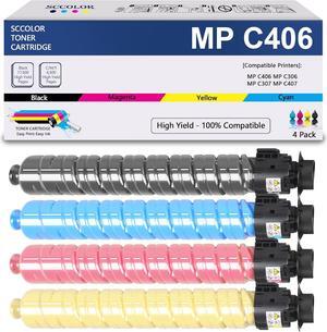 MP C406 Toner Cartridge Compatible 842091 842092 842093 842094 Toner Cartridge Set Black Cyan Magenta Yellow Replacement for Ricoh MP C406 C306 C307 C407 Printer