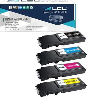 Ennovor LCL Compatible Toner Cartridge Replacement for Dell 3840 S3840 S3840CDN 3845 S3845CDN 593-BCBC 1KTWP 593-BCBF G7P4G 593-BCBE C6DN5 593-BCBD XMHGR High Yield (4-Pack Black Cyan Magenta Yellow)