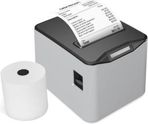Bisofice Thermal Receipt Printer 80mm Desktop Direct Thermal Printing USB+LAN Connection High Speed with Auto Cutter Large Paper Bin Support ESC/POS for Shipping Business Restaurant