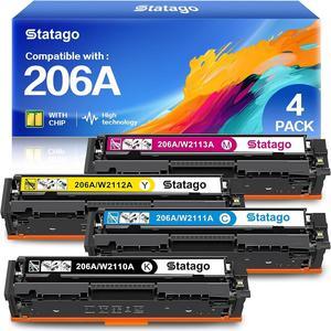 206A 206X Toner Cartridges Replacement  206A 206X for Color Laserjet Pro MFP M283fdw M283cdw M283fdn M282mw Pro M255dw M255nw M283 M255 Printer | W2110A W2110X High Yield (BCMY, 4-Pack)
