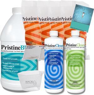 Pristine Maintenance Pack with Pristine Extra (Chlorine) Clean, Clear and Blue for Your Every 2 Week Maintenance Plus a Measuring Cup and a Product Guide
