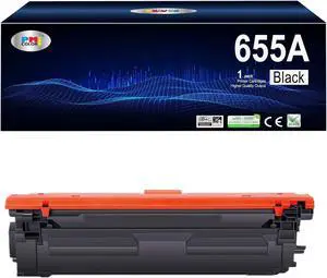655A Black Toner Cartridge Replacement  655A CF450A  Color Laser Enterprise M652, M653, Color Laser Enterprise MFP M681, M682 Series (1-Pack)