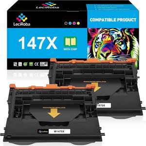 LeciRoba 25,500-Page 147X Black High-Yield Toner Cartridge Replacement  147X W1470X  Laserjet Enterprise M611 M612 MFP M634 M635 M636 Series Printer (2-Packs)