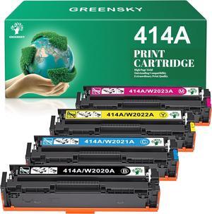 GREENSKY Compatible Toner Cartridge Replacement  414X W2020A W2021A W2022A W2023A for Color Laserjet Pro MFP M479fdw M479fdn M454dw M454dn M479 Printer Ink(Black Cyan Yellow Magenta)
