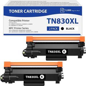 TN830XL TN 830XL Toner Cartridge Compatible for Brother TN-830XL TN830 for HL-L2480DW HL-L2807DW MFC-L2820DW MFC-L2820DWXL DCP-L2640DW Printers(2 Pack Black)