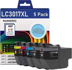 LC3017XL High Yield Ink Cartridges (5-Pack,2 Black/1 Cyan/1 Magenta/1 Yellow) Compatible LC3017XL Replacement for Brother LC3017 LC3019 XL Ink Cartridge MFC-J5330DW MFC-J6530DW MFC-J6530DW Printer