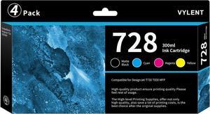 728 Ink Cartridge F9J68A F9J67A F9J66A F9J65A Replacement  728 Ink for DesignJet T830 MFP T730 Large Format Plotter Printer Ink 4-Pack (300-ml Matte Black/Cyan/Magenta/Yellow)