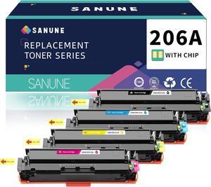 206A(with Chip) Toner Cartridges Replacement  206 A X 206X Toner Ink Cartridge 4 Pack  M255 M255dw M282 M282nw M283 M283cdw M283fdw Printer Toner (1 Black/Cyan/Yellow/Magenta)