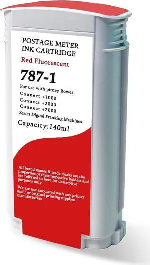 Ennovor 787-1 Ink Cartridge Replacements for Pitney Bowes 787-1 Fluorescent Red for Printer Pitney Bowes SendPro Connect+ 1000 2000 3000 Postage Meters