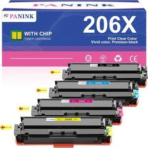Compatible 206X Toner Cartridges 4 Pack High Yield Replacement  206A 206X Toner Cartridge Set W2110X W2110A  Color Pro MFP M283fdw M283cdw M283 Pro M255 M255dw Printer (with Chip)