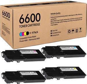 4 Pack Compatible 106R02228 106R02225 106R02226 106R02227 High Yield Toner Cartridge Replacement for Xerox Phaser 6600 Workcenter 6605 Toner Cartridge (1 Black 1 Cyan 1 Magenta 1 Yellow).
