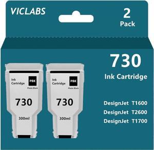 730 Ink Cartridges Replacement  730 P2V73A Ink Cartridges for use in HP DesignJet T1600 T2600 T1700 Printers, 300ml (2-Pack, Photo Black)