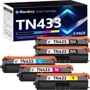 TN433 TN-433 Super High Yield Toner Cartridges 5Pack - Compatible Replacement for Brother TN436 TN433 TN431 Printers Toner (6,500 Yield)