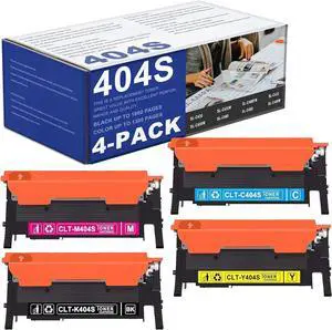 Ennovor 4 Pack 404S CLT-K404S CLT-C404S CLT-M404S CLT-Y404S Toner Cartridge Replacement for Samsung CLT-404S Toner to use with SL-C480FW SL-C430W C480 C480W C430 C433W Printer Toner (1BK+1C+1M+1Y)