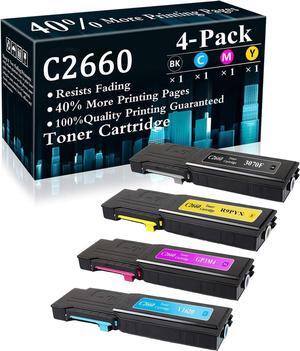 C2660 C2665 Toner Cartridge High-Yield 4Pack Replacement for High-Yield 3070F Standard-YieldV1620 GP3M4 R9PYX Toner for Dell C2660 C2660dn C2665dnf Printer (1 Black, 1 Cyan, 1 Magenta, 1 Yellow)