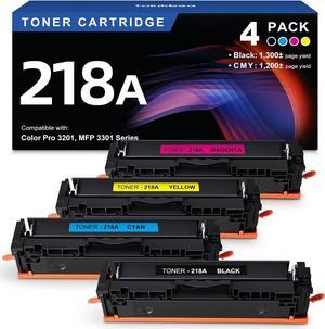 218A Toner Cartridge Compatible Replacement  218A 218X W2180A W2181A W2182A W2183A Works with HP Color Pro 3201 MFP 3301 Series 3201dw MFP 3301fdw 3301sdw Printer 4-Pack NO-CHIP