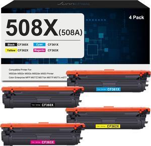 508X 508A Toner Cartridge Replacement  508X CF360X CF361X CF362X CF363X Toner Cartridge for Color M553 M552 MFP M577 Series Printer (4-Pack, Black Cyan Magenta Yellow)