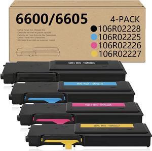 Phaser 6600 / WorkCentre 6605 High Capacity Toner (4 Pack, BK/C/M/Y) - 106R02228 106R02225 106R02226 106R02227 Toner Replacement for Xerox Phaser 6600 6600N 6600DN WorkCentre 6605N 6605DN Printer