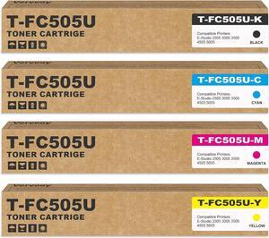 T-FC505U High Capacity Toner Cartridge T-FC505U-K T-FC505U-C T-FC505U-M T-FC505U-Y Compatible for Toshiba E-Studio 2505AC 3005AC 3505AC 4505AC 5005AC (4-Pack, Black Cyan Yellow Magenta)