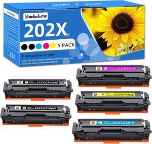 202X Toner Cartridges High Yield 5 Packs Compatible Replacement  202X 202A Color Pro MFP M281fdw M281cdw M254dw M281fdn 281fdw M254 M281 Toner Printer (Black Cyan Yellow Magenta, 5-Pack)