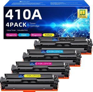 410A Toner Cartridge 4 Pack: Replacement  410A CF410A with Color Pro MFP M477fnw M452dn M477fdw M477fdn M452nw M452dw Printer Ink (Black Cyan Magenta Yellow)