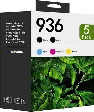 936 Ink Cartridges Combo Pack 5-Pack (2BK/1C/1M/1Y) Replacement  936 Ink Cartridges Work for OfficeJet Pro 9110b 9128 9130b 9125e 9135e 9122e 9730e Printers