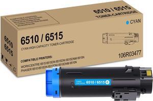 Phaser 6510 / Workcentre 6515 Cyan High Capacity Toner-Cartridge Compatible for Xerox 106R03477 for Xerox WorkCentre 6515DN 6515DNI 6515DNM 6515N, Phaser 6510DN 6510DNI 6510DNM 6510N Printer, 1 Pack