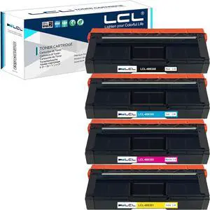 LCL Remanufactured Toner Cartridge Replacement for Ricoh 408348 408349 408350 408351 M C250 M C250FWB PC300W (4-Pack Black Cyan Magenta Yellow)