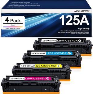 125A Toner Cartridges 4 Pack Replacement  125A CB540A CB541A CB542A CB543A Color CP1215 CP1518ni; MFP CM1312nfi Printer Ink (1Black/1Cyan/1Yellow/1Magenta)
