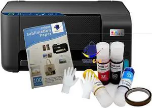 PRINTERWORLD Cartridge-Free Super-Tank Printer with Sublimation Ink Bundle for Heat Transfers, Easy Fill, Built-in Scanner & Copier - Sublimate Conversion Printer NEW, MEDIUM, ET 2400