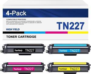 TN227 High Yield Toner Cartridge 4 Pack(BK/C/M/Y) Replacement for Brother TN227BK, TN227C, TN227M, TN227Y High Yield 4-Color Toner Cartridge Set, Black Cyan Magenta & Yellow, TN2274PK