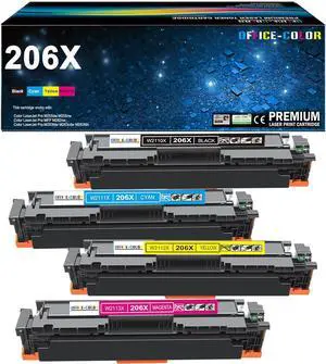 206X Toner Cartridges 4 Pack High Yield Set  206A 206X Works with HP Color Laserjet Pro MFP M283fdw,MFP M283cdw,Color Laserjet Pro M255dw,Color Pro M255,Pro MFP M282, M283 Printers (with Chip)