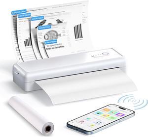 Portable Printers Wireless for Travel - A4 Thermal Printer Bluetooth Compatible with IOS Android Laptop - Support 8.5 X 11 US Letter A4 Paper 2 3 4 - Inkless Printers for Home Use Office Car