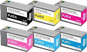 PP50 PP100 Ink Cartridges Set PJIC1 PJIC2 PJIC3 PJIC4 PJIC5 PJIC6 for DiscProducer PP-50 PP-100 Printers 6-Pack (Black, Cyan, Magenta, Yellow, Light Cyan, Light Magenta)