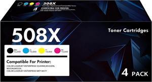 508X M553 Toner Cartridge Set: 4-Pack Compatible Replacement  508X 508A CF360X CF361X CF362X CF363X for Color Enterprise M553 M552 553 MFP M577 Series Printer Ink (New Version-BK/C/Y/M)