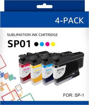 SP-1 SP01 Sublimation Ink Cartridges Replacement for SP01BKS SP01CS SP01MS SP01YS Ink for SP1 SP-1 SP01 Inkjet Printer (4-Pack, Black Cyan Magenta Yellow)