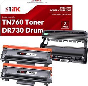 Compatible TN760 Toner for Brother Printer & DR730 Drum for Brother TN760, TN730 & DR730 - Use with HL-L2350DW, HL-L2370DW, HL-L2390DW, MFC-L2710DW, MFC-2730DW, MFC-L2750DW & DCP-L2550DW, 3 Pack
