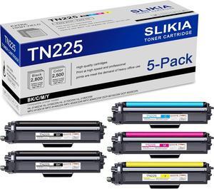 5-Pack BK/C/M/Y TN225 Toner Cartridge: Compatible TN225 TN-225 Replacement for Brother HL-3140CW 3150CDN 3170CDW 3180CDW MFC-9130CW 9140CDN 9330CDW 9340CDW DCP-9015CDW 9020CDN Printer