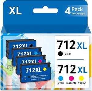 Compatible 712 Combo Ink Cartridge Replacement for 712 712XL for DesignJet T650 T630 T230 T210 & Studio Plotter Printers (3ED71A 3ED69A 3ED68A 3ED67A, 4-Pack)
